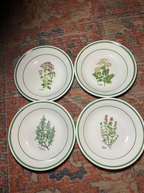 Set of 4 Certified International Herb Garden Pasta Bowls Parsley Marjoram Rosema